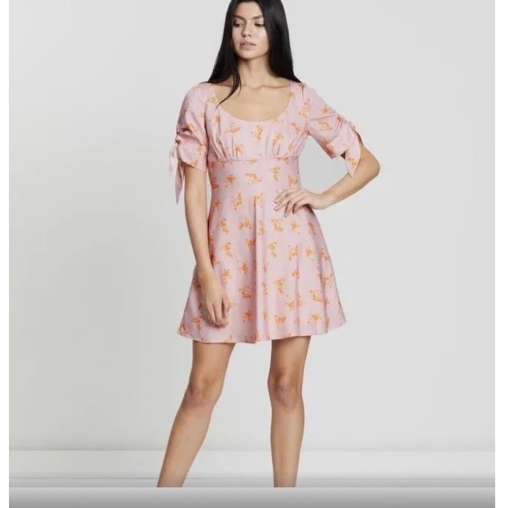 Keepsake the Label Allure Mini Dress Blush Pink Ditsy Floral Satin
